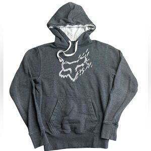 Fox‎ Racing Men’s Gray Pullover Hoodie Sweatshirt Size Small Logo Graphic